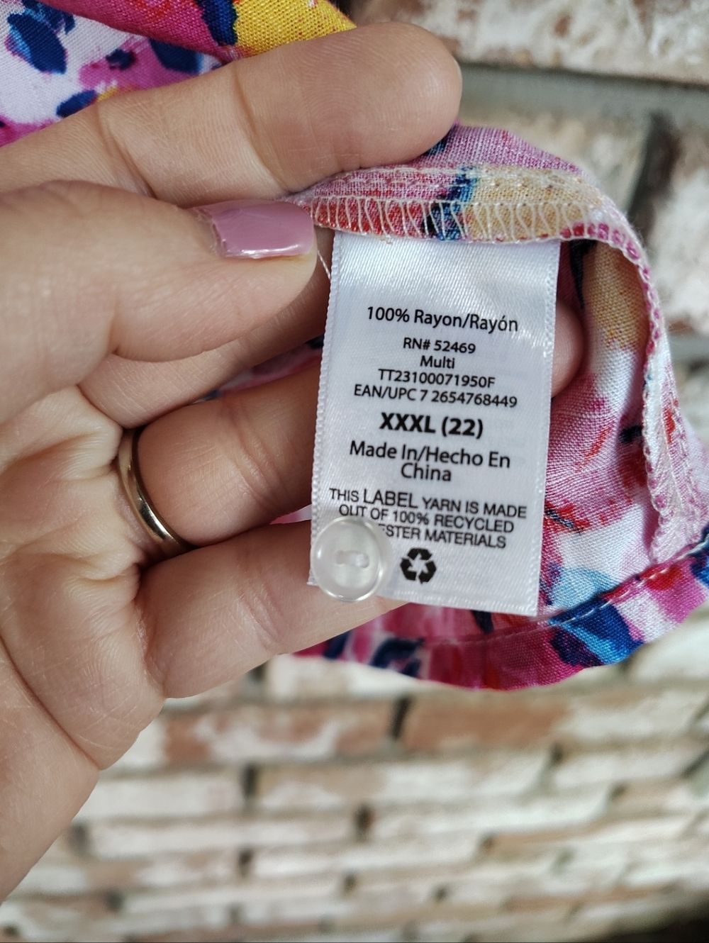 Time & Tru NWT Women's Pink Floral Ruffle Sleeve Tank Top Sz XXL (22) Summer - Picture 7 of 9